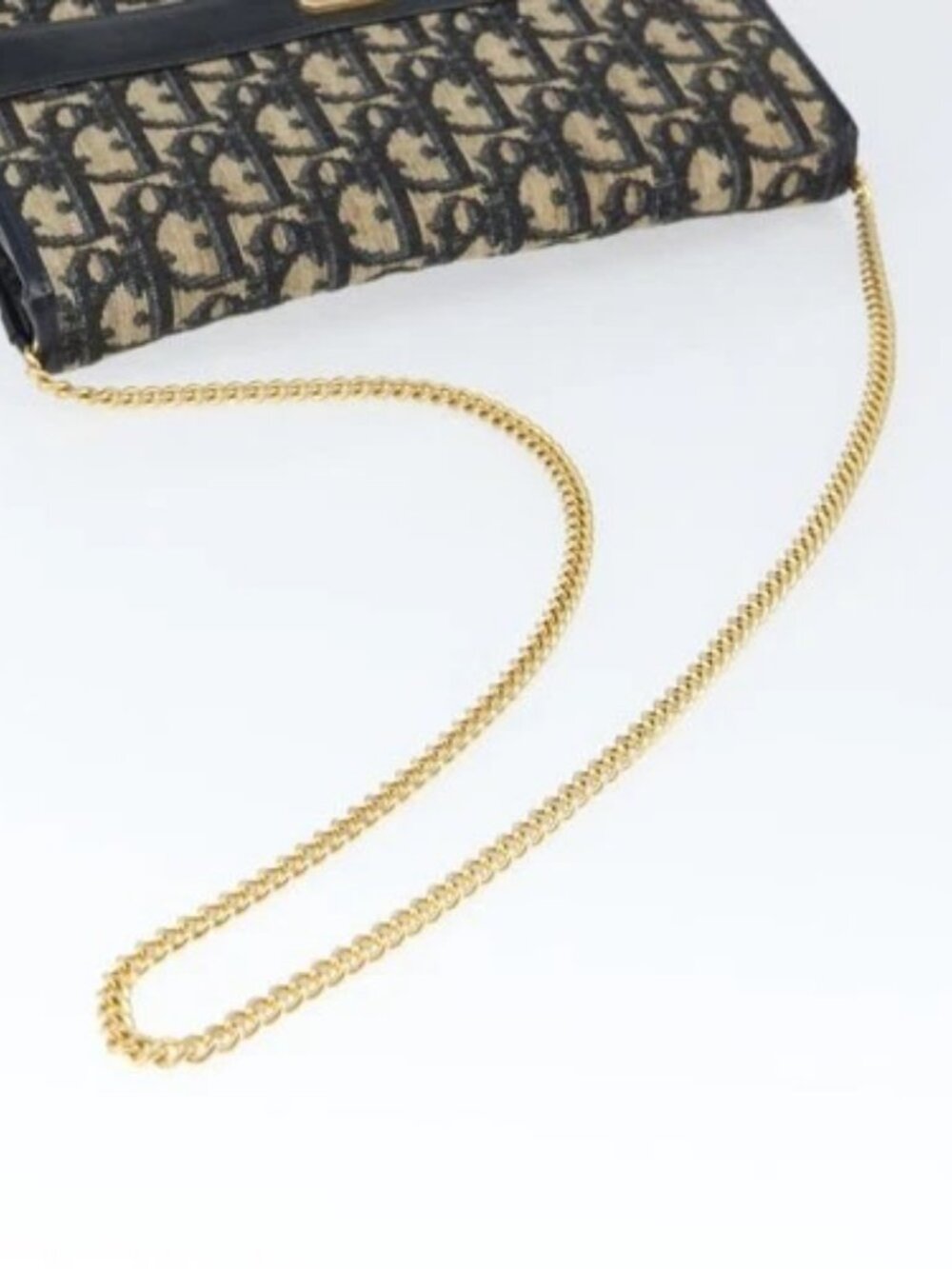 Christian Dior Trotter Canvas Chain Shoulder Bag Navy Auth 149106A - Picture 7 of 16